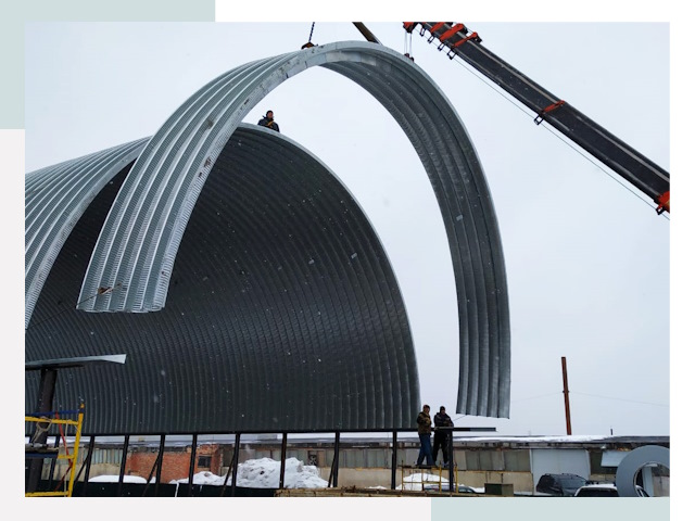 Полукруглые ангары в Темрюке